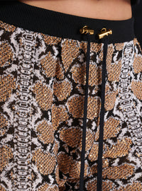 Short en maille python - Noir & Camel & Blanc