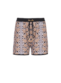 Short en maille python - Noir & Camel & Blanc