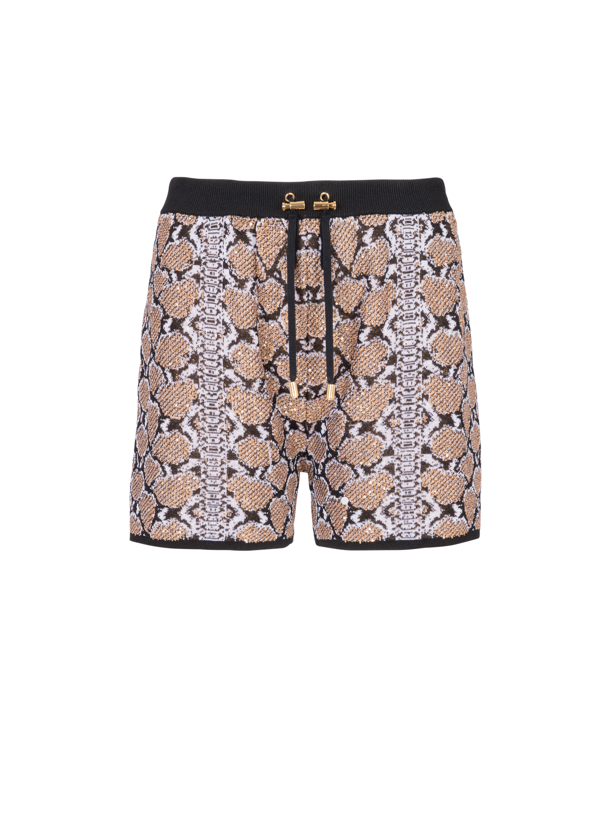 Short en maille python - Noir & Camel & Blanc