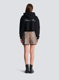 Short en maille python - Noir & Camel & Blanc
