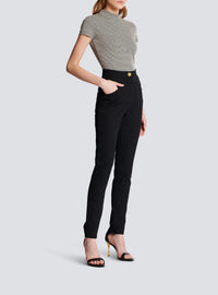 Wool slim trousers - Black