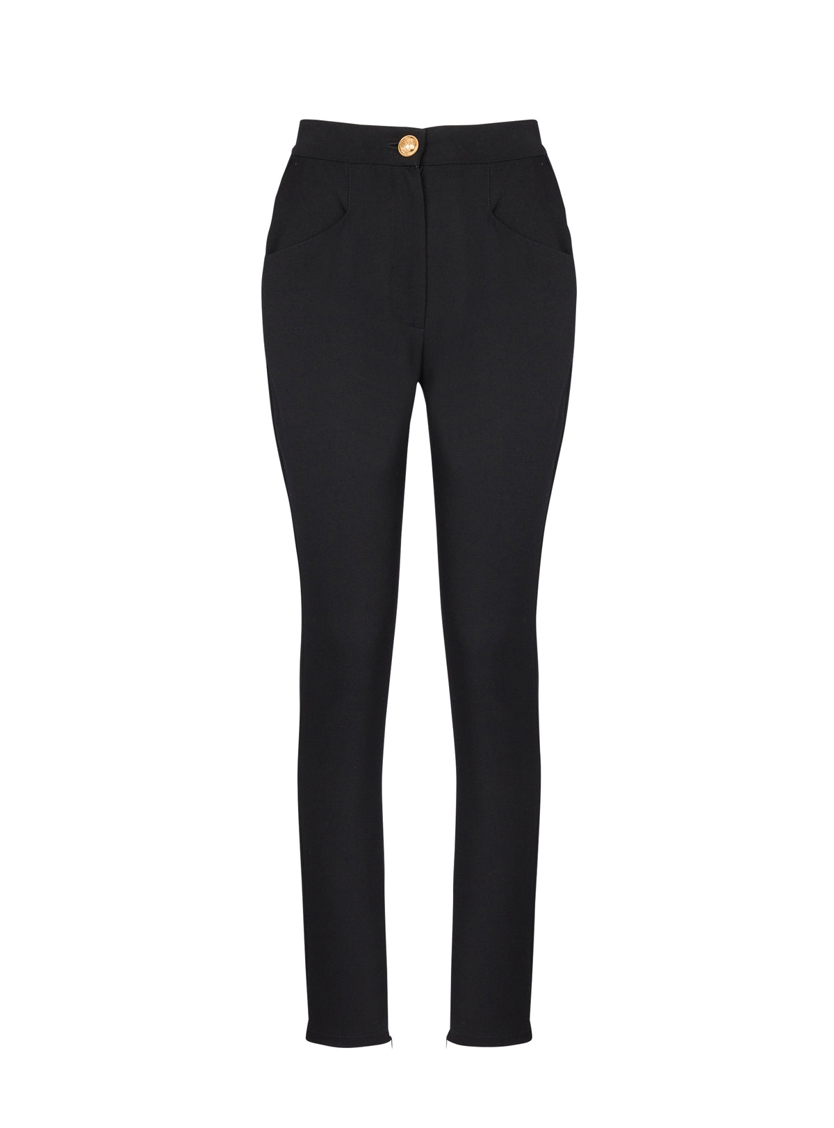 Wool slim trousers - Black