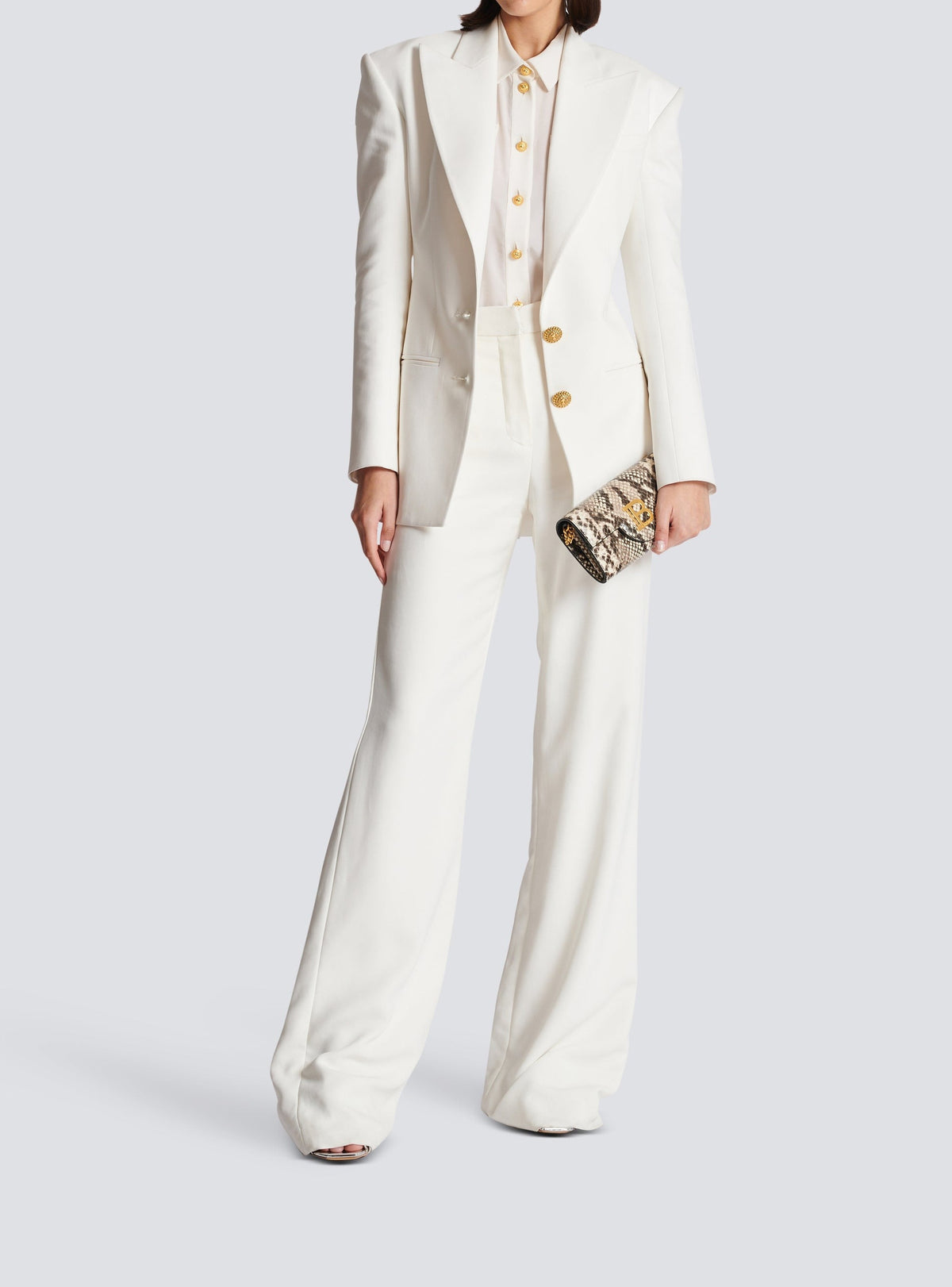 Pantalon taille haute en crêpe - Blanc