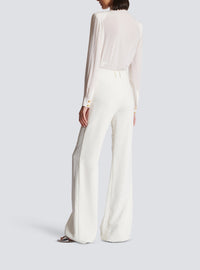Pantalon taille haute en crêpe - Blanc