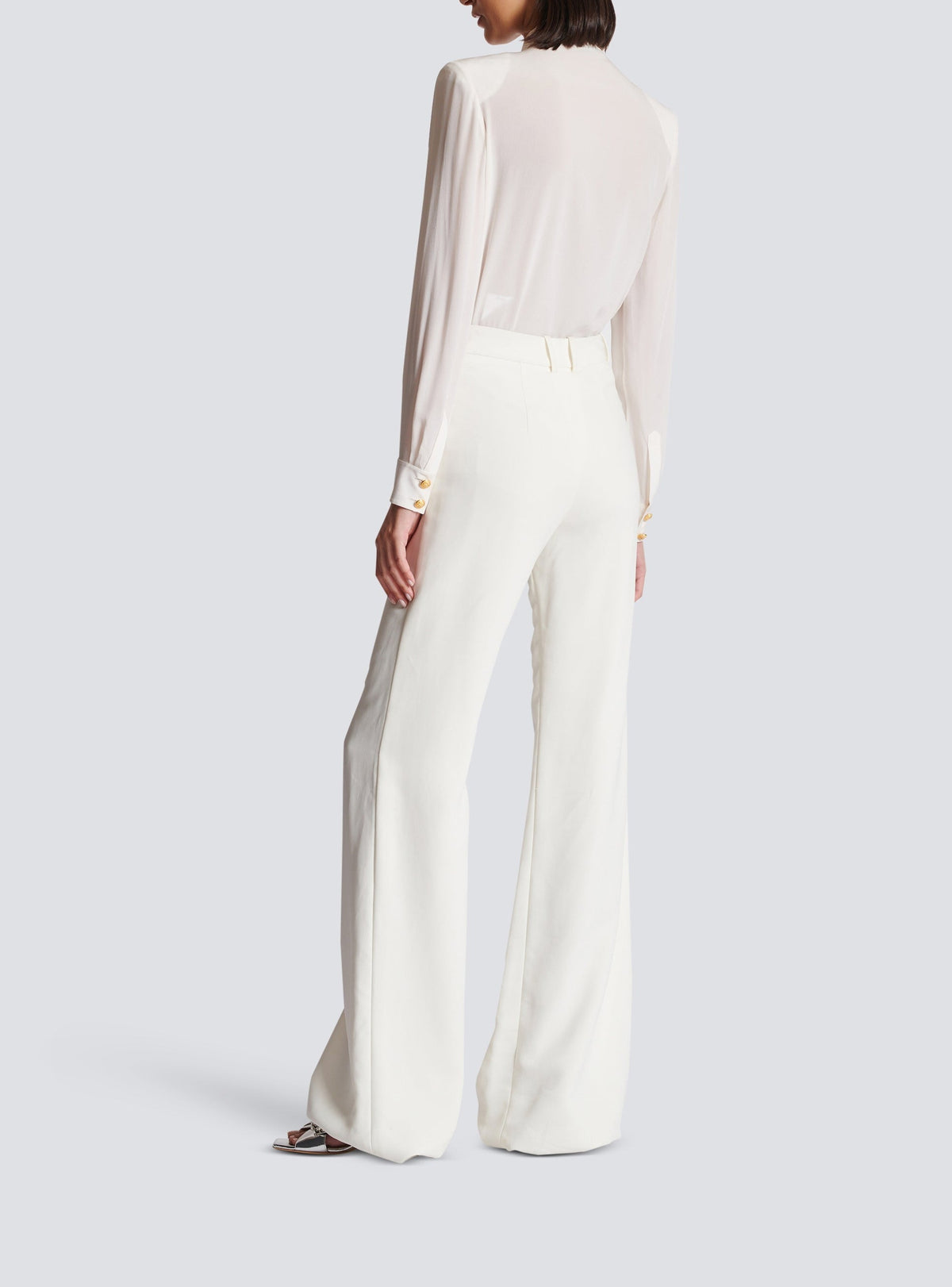 Pantalon taille haute en crêpe - Blanc