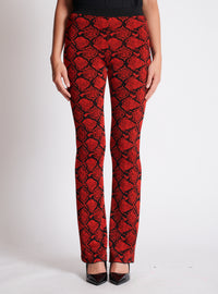 Pantalon bootcut en maille jacquard python - Noir & Rouge