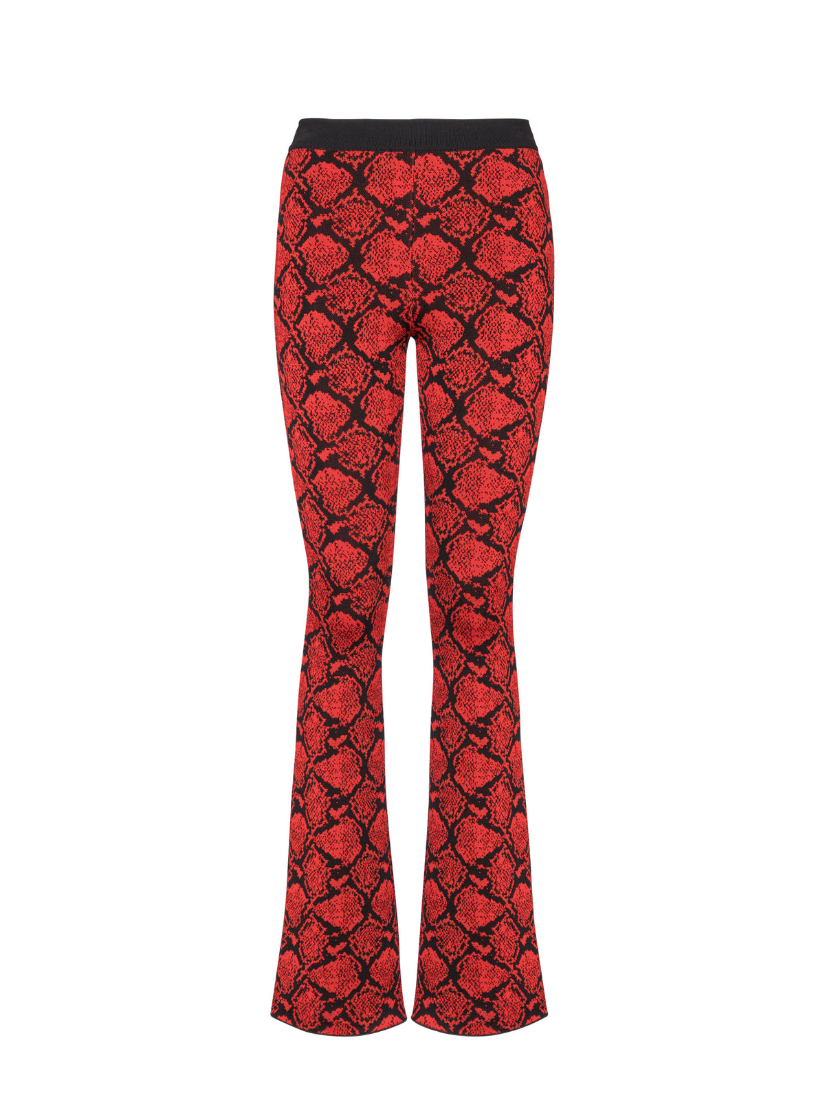 Pantalon bootcut en maille - Noir & Rouge