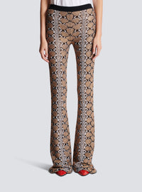Pantalon en maille python - Noir & Camel & Blanc