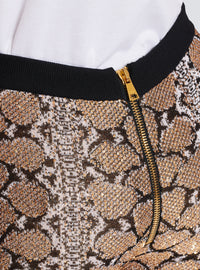 Pantalon en maille python - Noir & Camel & Blanc