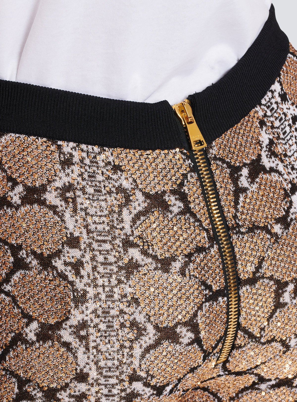 Pantalon en maille python - Noir & Camel & Blanc