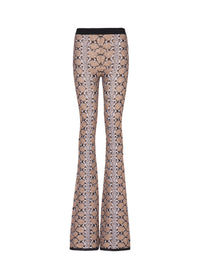 Pantalon en maille - Noir & Camel & Blanc