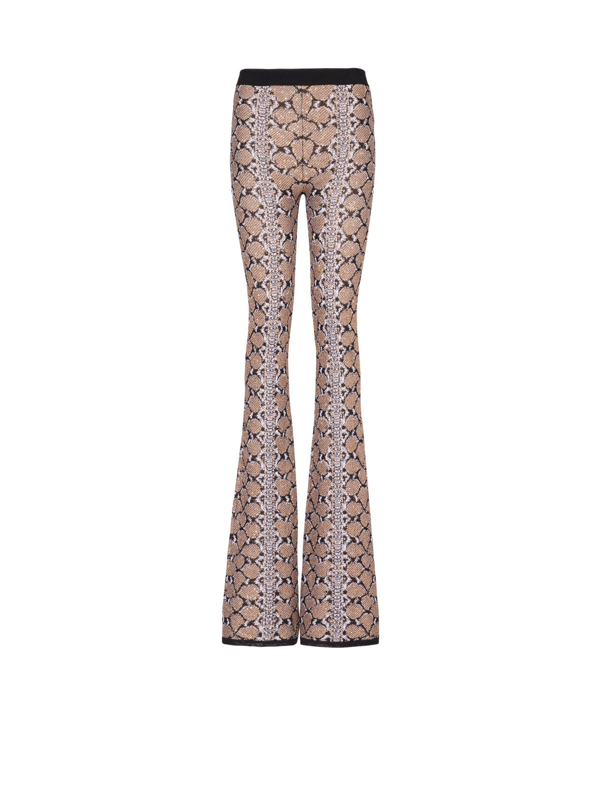 Pantalon en maille python - Noir & Camel & Blanc