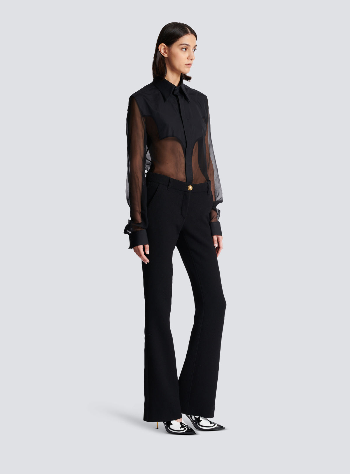 Pantalon bootcut en crêpe - Noir