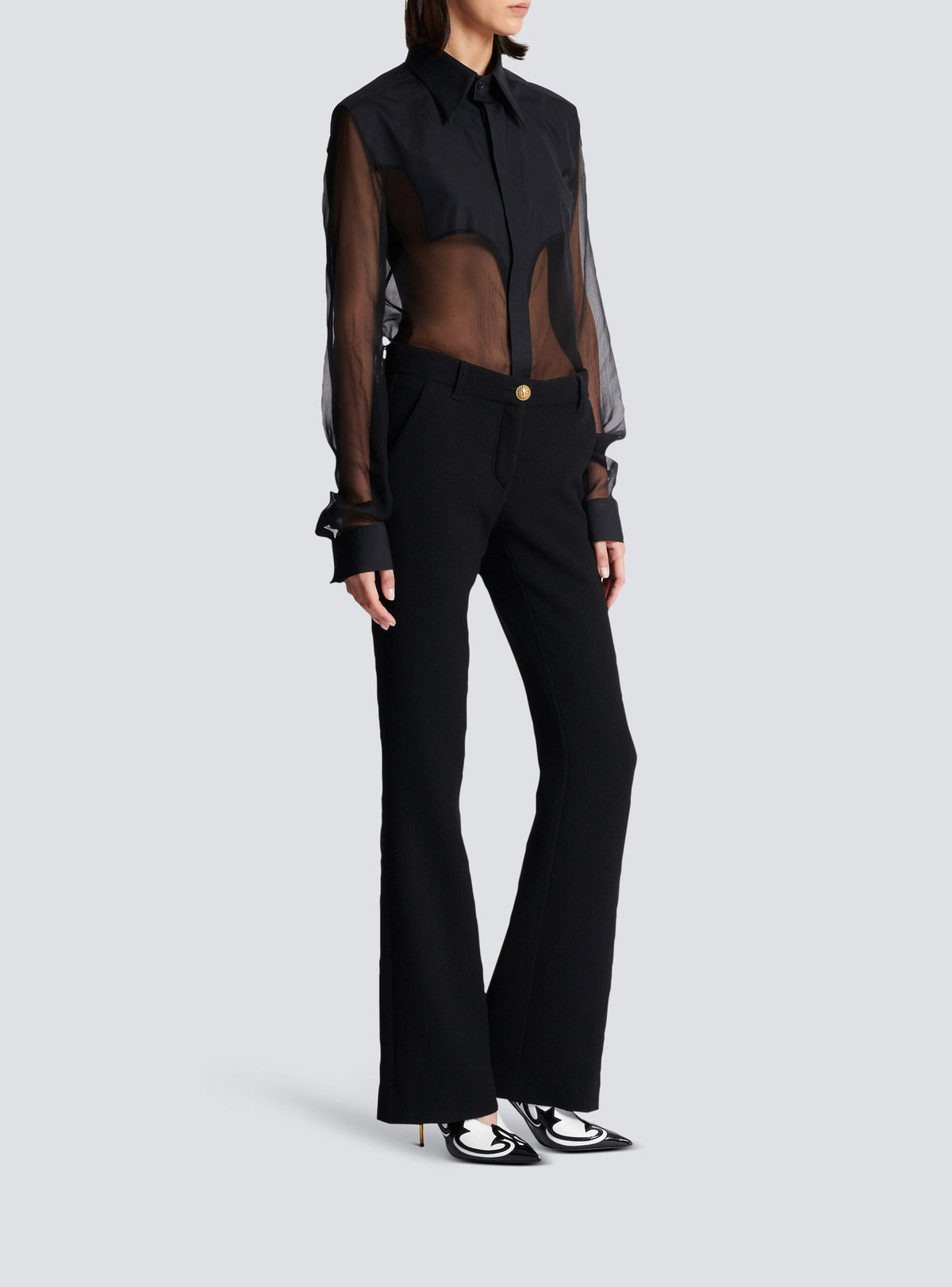 Pantalon bootcut en laine - Noir