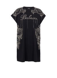Robe t-shirt balmain signature brodée chaînes - Noir & Vieil Argent