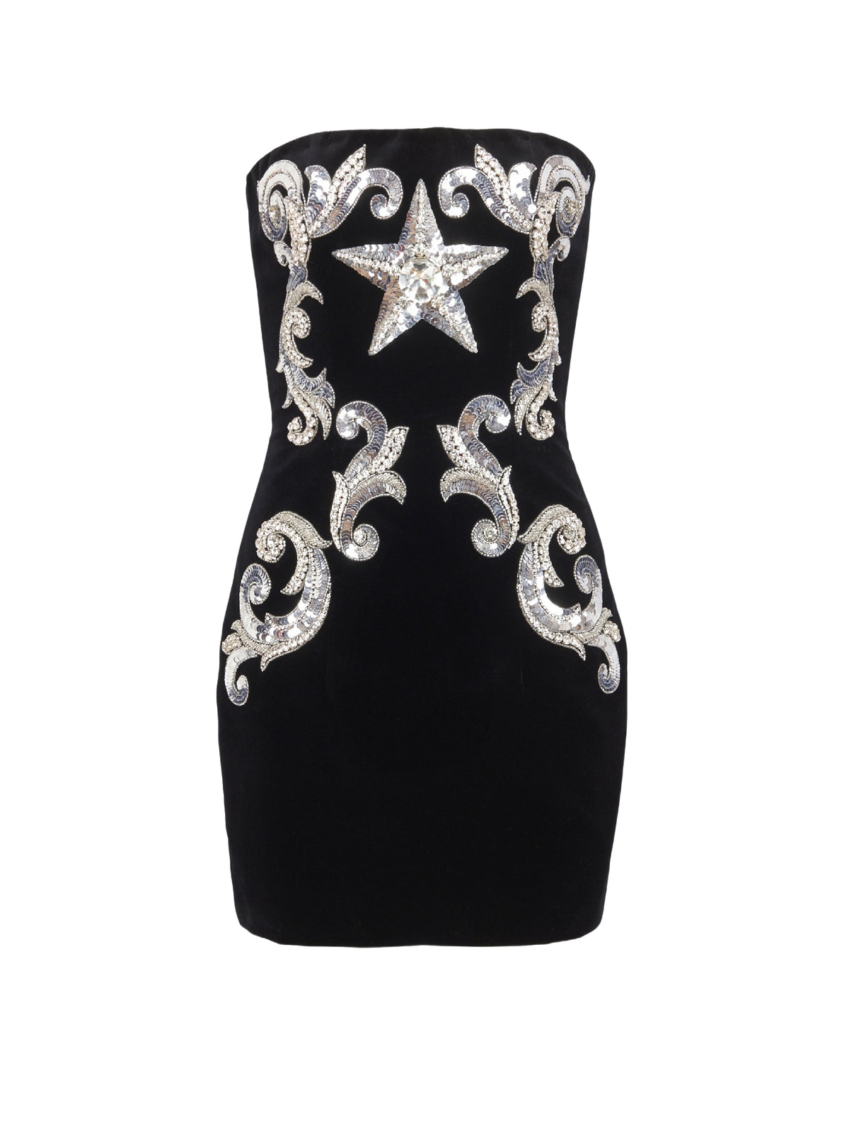 Robe courte bustier brodée - Noir & Cristal