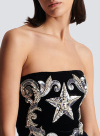 Robe courte bustier brodée - Noir & Cristal