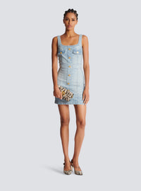 Robe courte en denim à monogramme - Bleu Jean