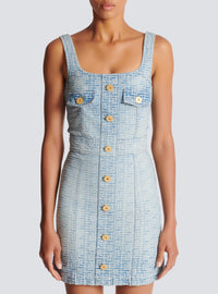 Robe courte en denim à monogramme - Bleu Jean