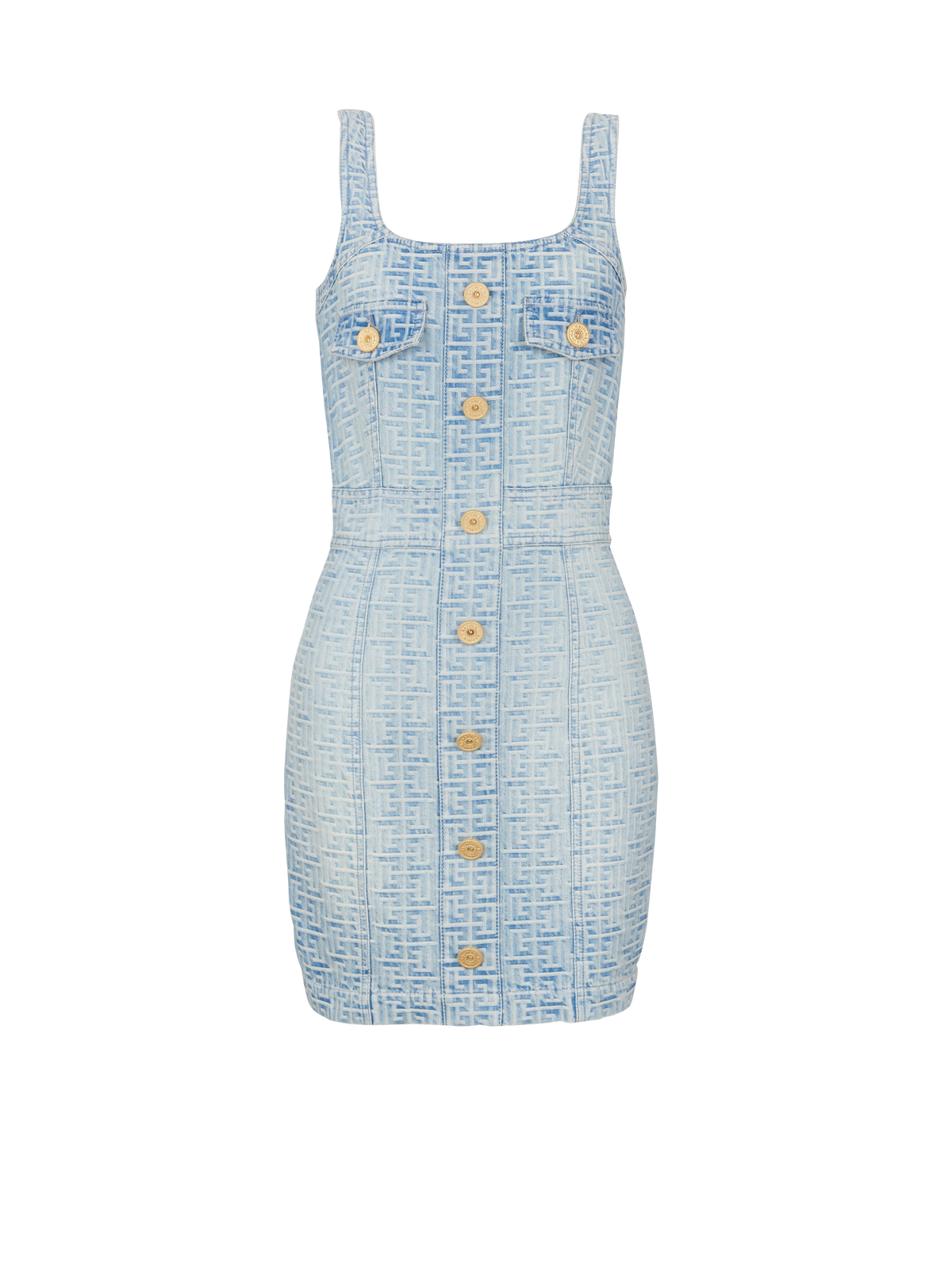 Robe courte en denim à monogramme - Bleu Jean
