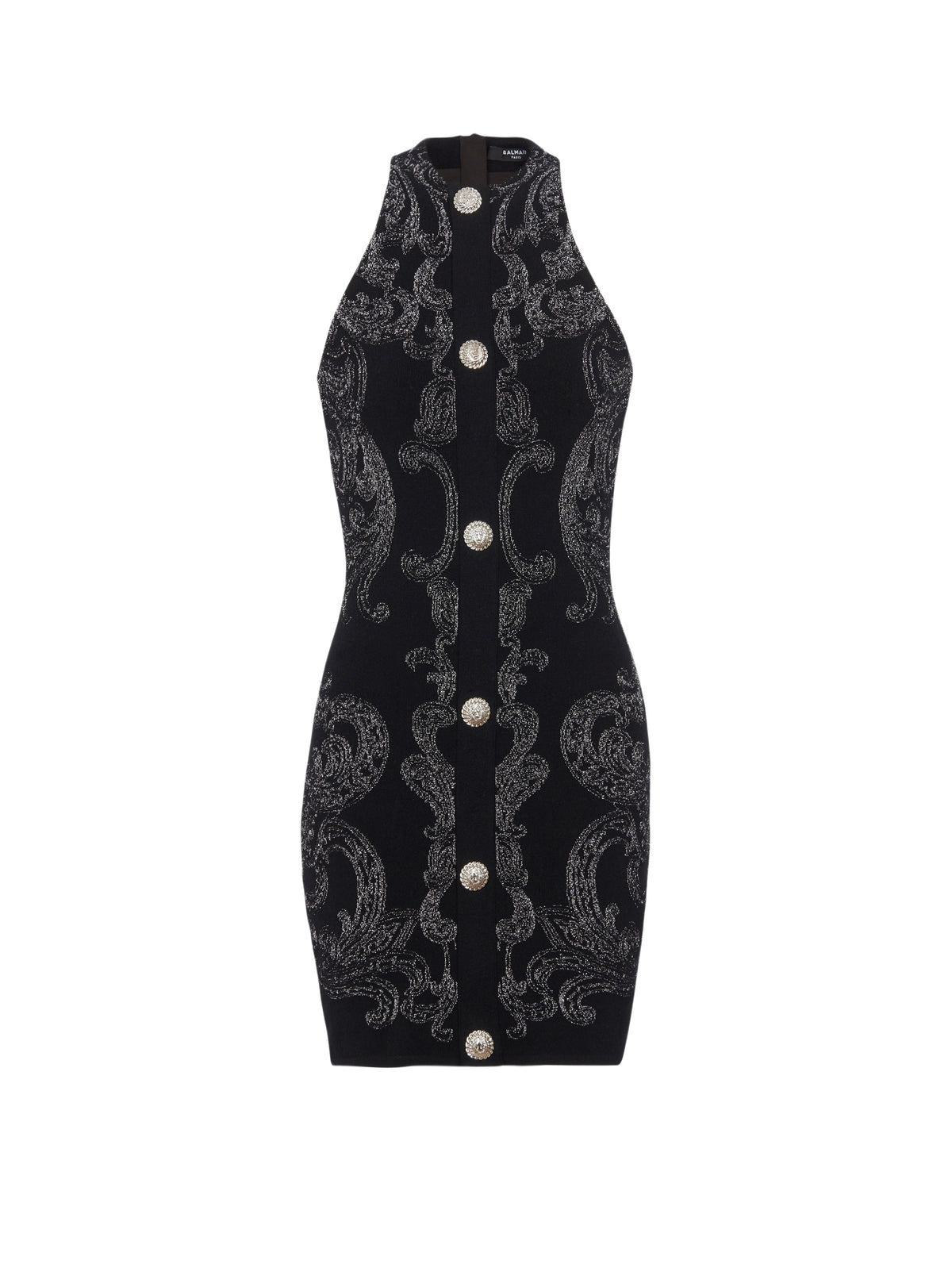 Robe courte sans manches en maille - Noir & Argent