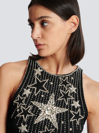 Robe courte brodée d’étoiles - Noir & Cristal