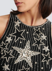 Robe courte brodée d’étoiles - Noir & Cristal