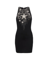 Robe courte brodée d’étoiles - Noir & Cristal