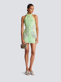 Robe sans manches en tweed paisley - Vert D'Eau & Cristal