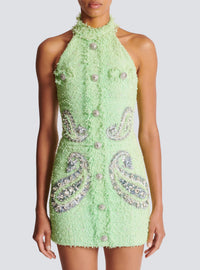 Robe sans manches en tweed paisley - Vert D'Eau & Cristal