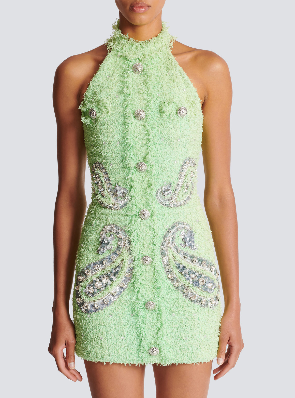 Robe sans manches en tweed paisley - Vert D'Eau & Cristal