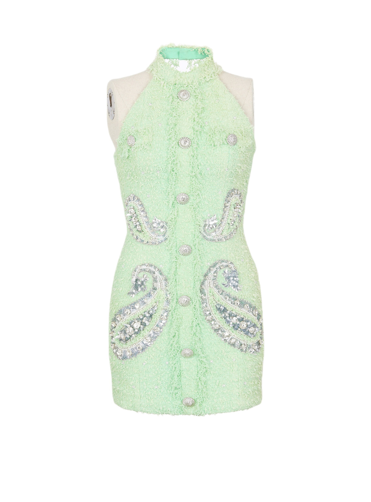 Robe courte sans manches en tweed - Vert d'Eau & Cristal