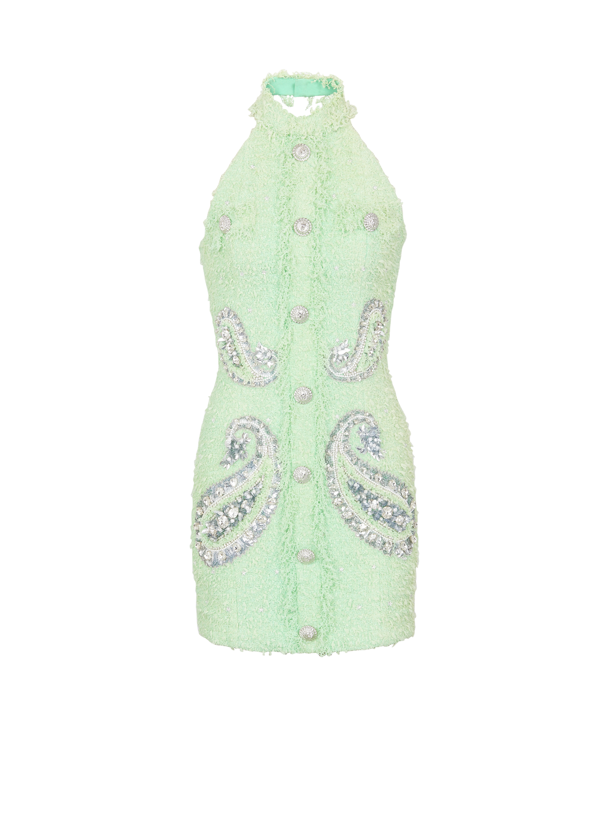 Robe sans manches en tweed paisley - Vert D'Eau & Cristal