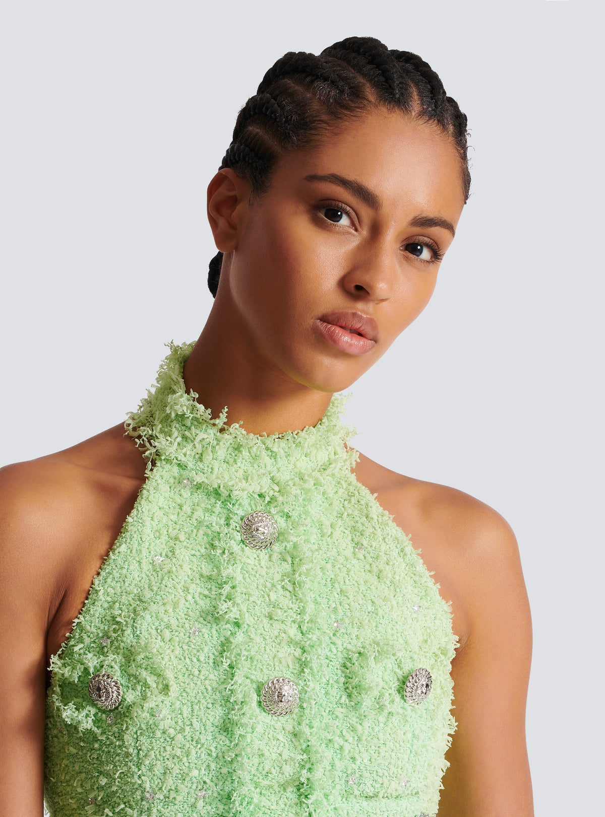 Robe sans manches en tweed paisley - Vert D'Eau & Cristal