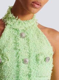 Robe courte sans manches en tweed - Vert d'Eau & Cristal