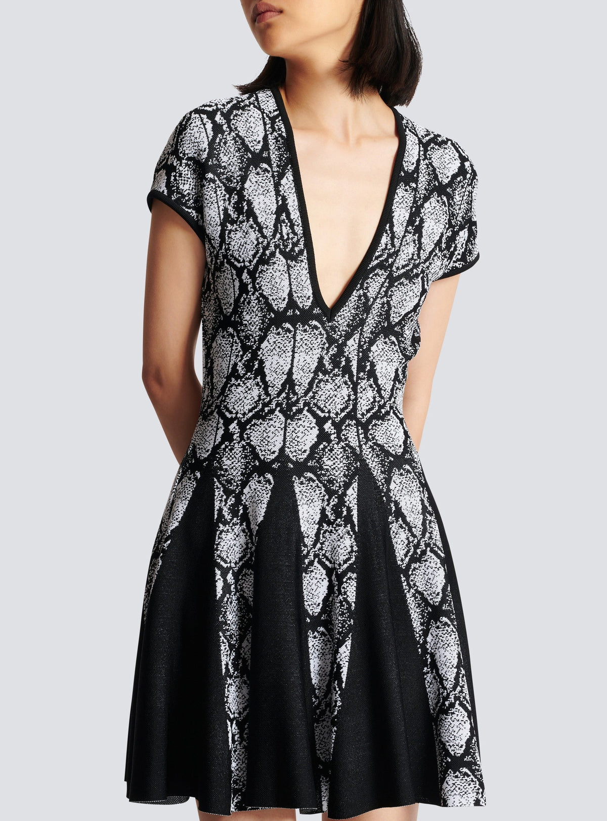 Robe courte en jacquard - Noir & Blanc