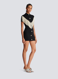 Robe courte avec franges en métal - Noir & Argent