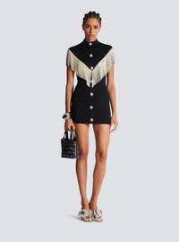 Robe courte avec franges en métal - Noir & Argent