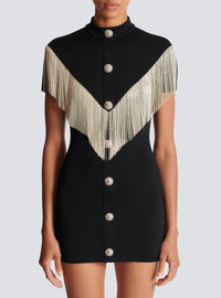 Robe courte avec franges en métal - Noir & Argent