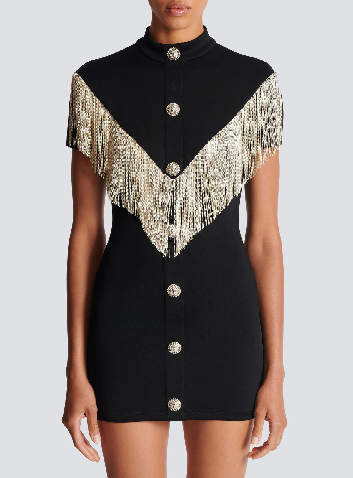 Robe courte avec franges en métal - Noir & Argent