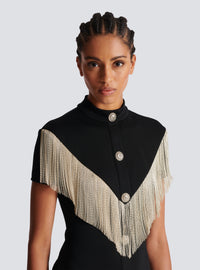 Robe courte avec franges en métal - Noir & Argent