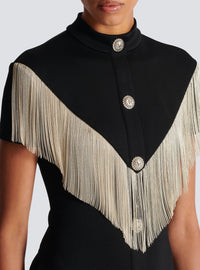 Short dress with metal fringes - Black & Silver