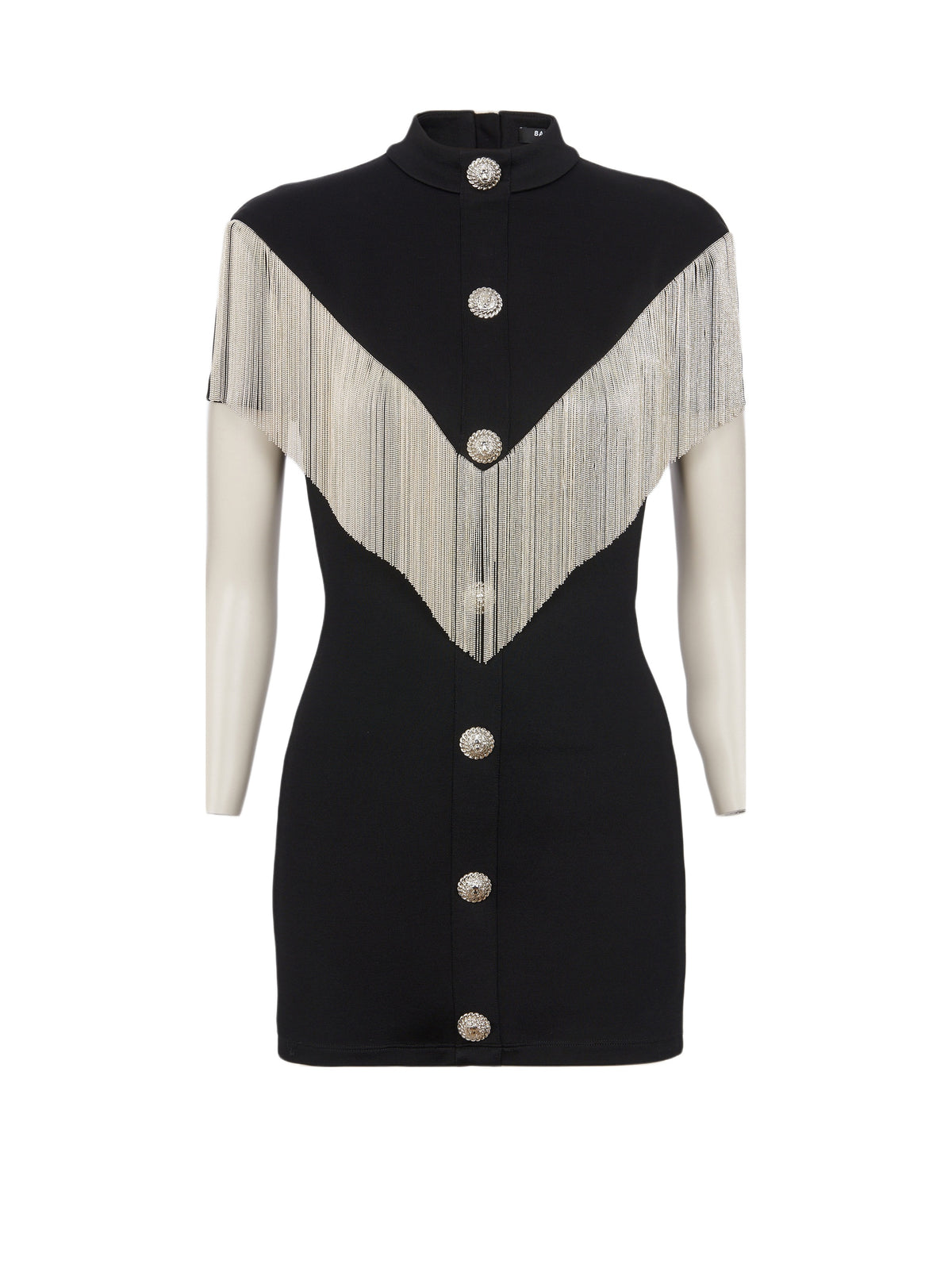 Short dress with metal fringes - Black & Silver