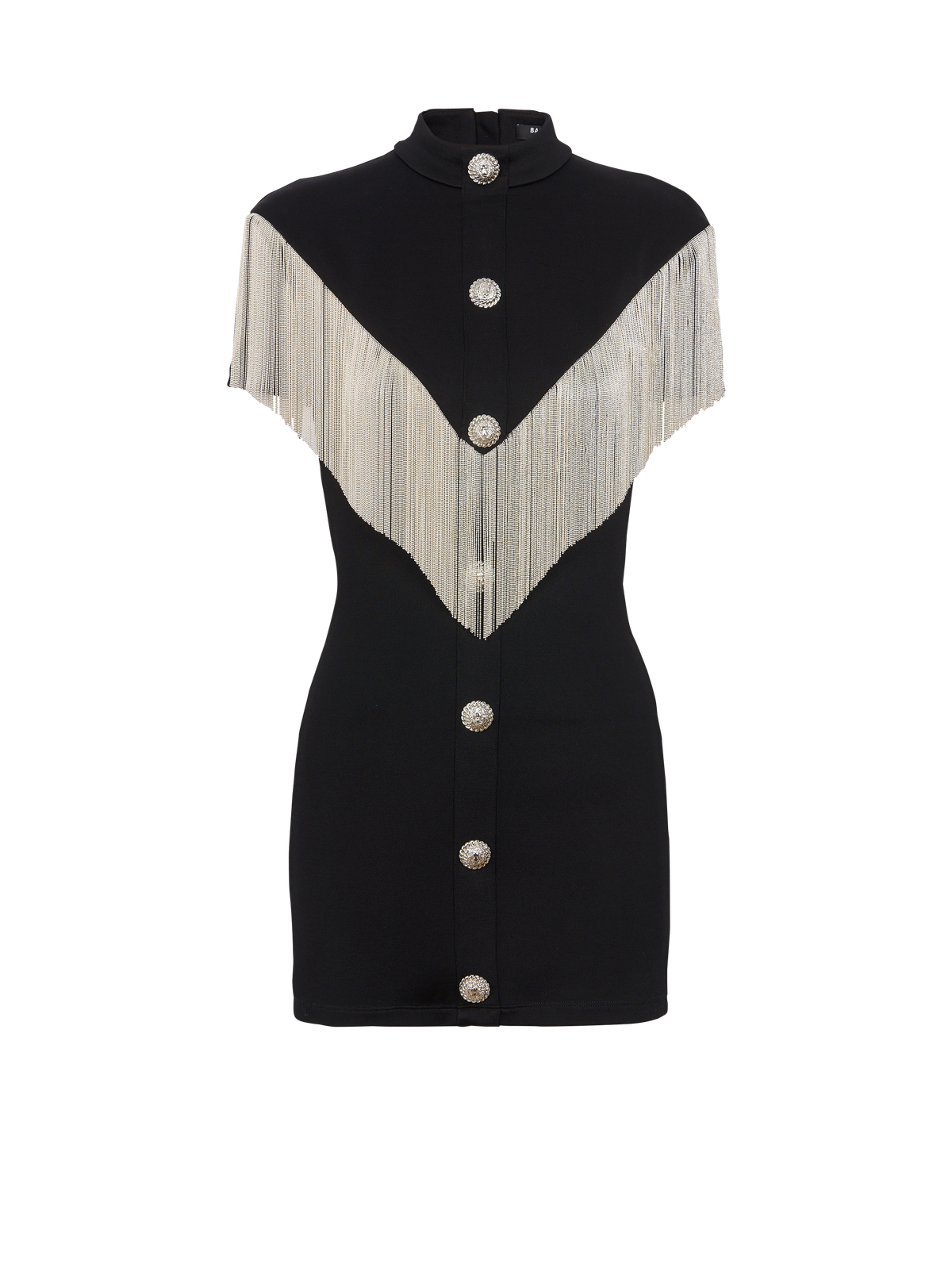Robe courte avec franges en métal - Noir & Argent