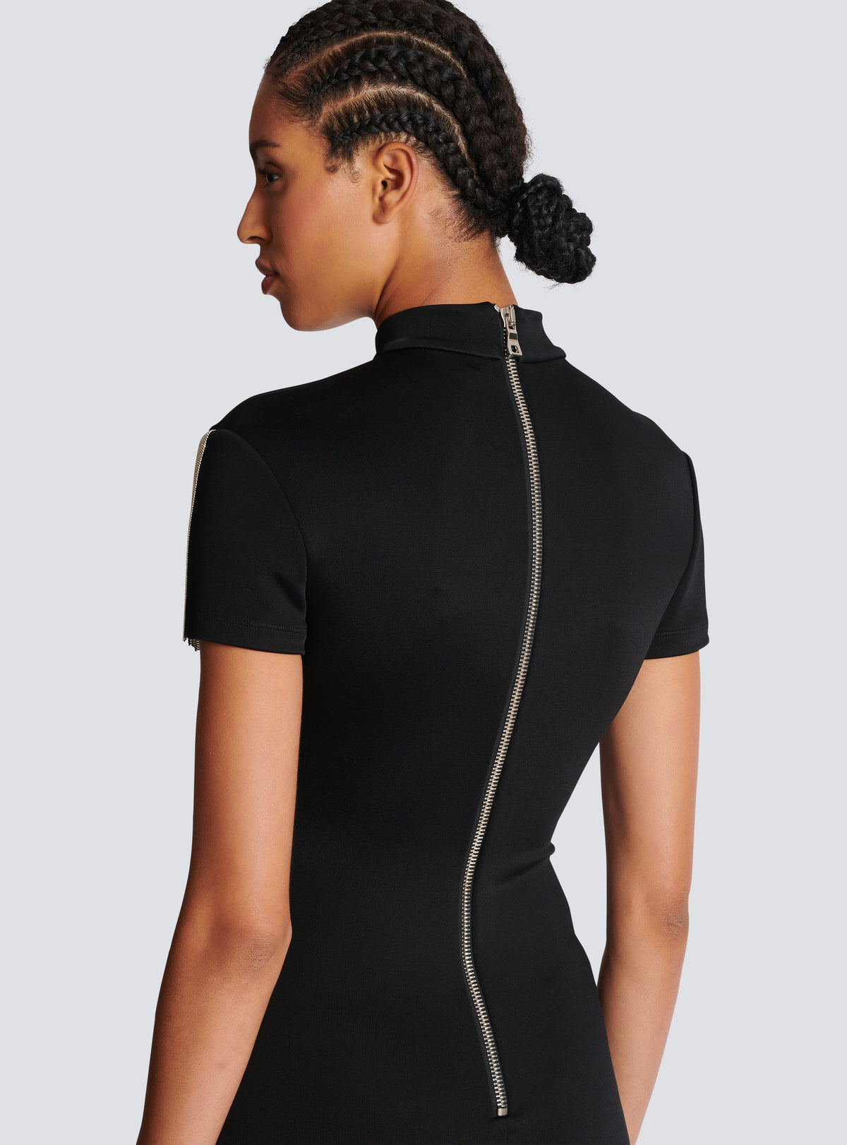 Robe courte avec franges en métal - Noir & Argent