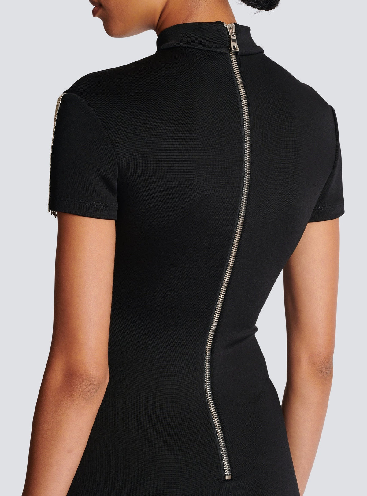 Short dress with metal fringes - Black & Silver