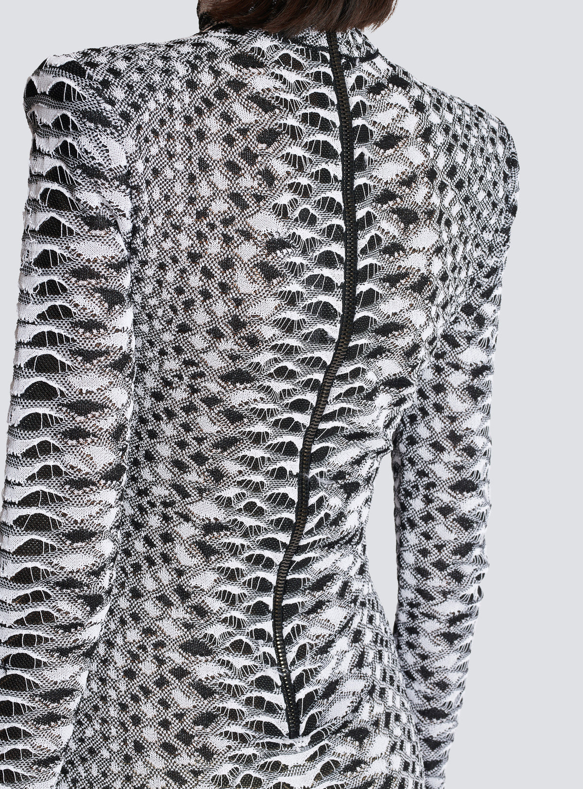 Robe courte en maille texturée python - Noir & Blanc