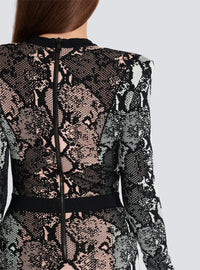 Robe courte en jacquard python - Vert Pâle & Saumon Clair I & Noir