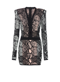 Robe courte en jacquard python - Vert Pâle & Saumon Clair I & Noir