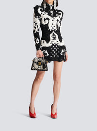 Short baroque embroidered dress - Black & White